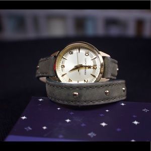 Lucky Brand Gold-Tone Leather Wrap Watch